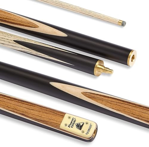 POWERGLIDE Paramount 3/4 sammanfogad snooker pool biljard kö handgjord askskaft 9,5 mm spets, brun, full storlek 142 cm / 57 tum