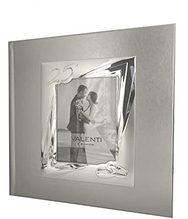 Valenti&Co Album Portafoto 25° Anniversario Nozze Argento 35cm x 35cm - Foto Copertina cm 13x18