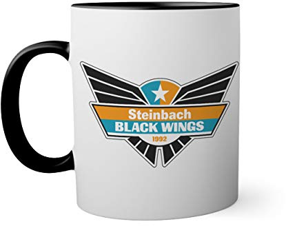 Ice Hockey Team Steinbach Black Wings 1992 Eishockey Schwarze Innenseite mit passendem Henkelbecher Mug 330ml