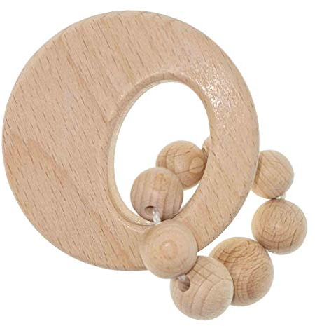 Hess Holzspielzeug 11135 - Greifling aus Holz, mit kleiner Kugelkette, für Babys ab 6 Monaten, handgefertigt, nature pur, für Greifübungen und fröhlichen Spielspaß