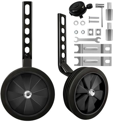 Stützräder für Kinder Fahrrad – Stärkere Version mit Hinterachse-Verstellung, Strapazierfähiges Stabilisator-Kit für 12-20 Zoll Kinder Bikes, Sicheres Training Wheels System-Black