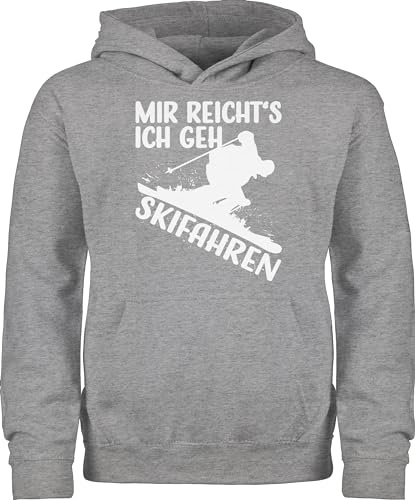 Kinder Hoodie Jungen Mädchen - Sport Kleidung - Mir reicht's ich geh Skifahren - weiß - 152 (12/13 Jahre) - Grau meliert - pullover kinder. skifahrer hoody 25. geburtstag ski pulli fahren hoodies