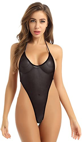 Oyolan Sexig stringtrosa dam spets mikrobikini string rygglös erotiska underkläder bodysuit V-ringning urringning dykning monokini baddräkt