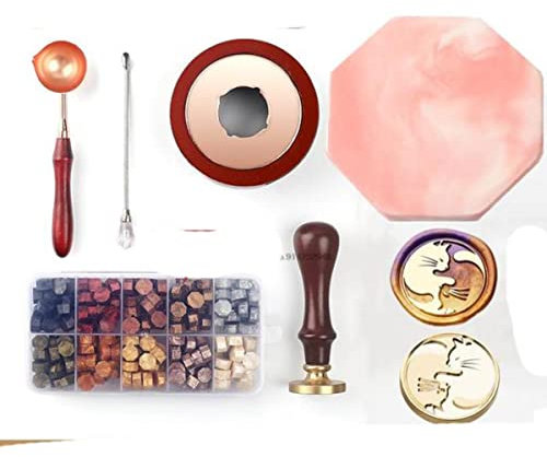 Retro achteckiges Siegellack-Siegel-Set Siegelstempel-Kit Umschlag für DIY-Hochzeitseinladung 24 Farben Wachsperlen malen Siegellack-7-teiliges Siegel-Set Nr. 6, China