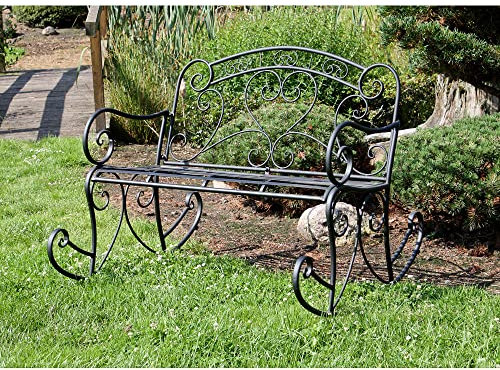Lomadox Schaukelbank Bank Gartenbank aus Metall in matt schwarz