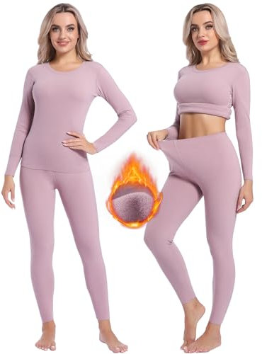 INNERSY Skiunterwäsche Damen Warm Thermounterwäsche Set Thermo Oberteil Leggings Thermowäsche (XS, Lila)