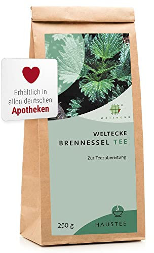 Weltecke Brennnessel-Tee lose 250 g | Arzneibuch-Qualität in Deutschland hergestellt & kontrolliert | Frisch-würziges Aroma | Schonend getrocknete Brennnesselblätter | Loser Kräuter-Tee