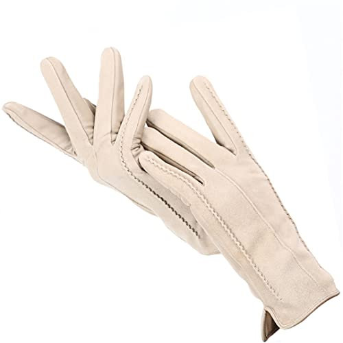 Touch Gloves Color Winter Damen Lederhandschuhe Echtes Wildleder 50% Echtleder 50% Damenhandschuhe Beige 7,5
