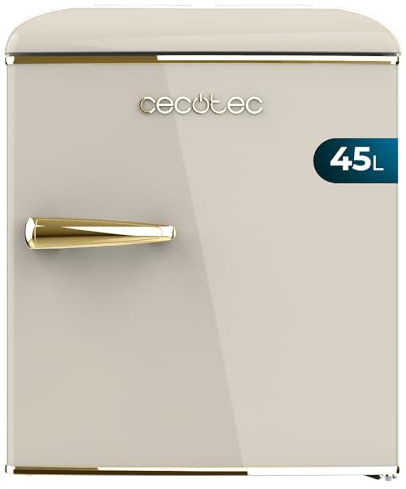 Cecotec Mini Retro Kühlschrank Bolero CoolMarket TT Origin 45 Beige. Mini Kühlschrank mit 45L Kapazität, Icebox, LED-Innenbeleuchtung, verchromter Griff, Retro-Stil, einfach zu platzieren