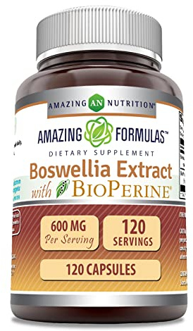 Amazing Formulas Boswellia Extract with Bioperine Supplement | 600 Mg per Serving | Capsules | Non-GMO | Gluten-Free | Made in USA (1 Pack, 120 Count)