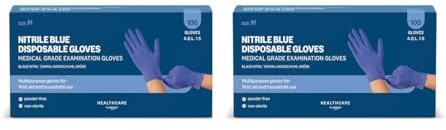 Hevea - Disposable nitrile gloves. Powder and latex free. 1 box of 100 gloves. Size: M (medium) Colour: blue (Pack of 2)