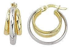 Damen Creolen Paar in Echt 585 Gold klassische, schlichte Ohrringe Ohrschmuck Schmuck Goldcreolen in Bicolor | JC Trauringe 8454