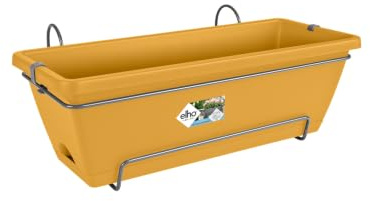 Elho Barcelona Allin 1 50cm Jardinera - Honey Yellow | L 27.5 x An 49.5 x A 18.5 cm | Platillo integrado | Para uso en Exteriores
