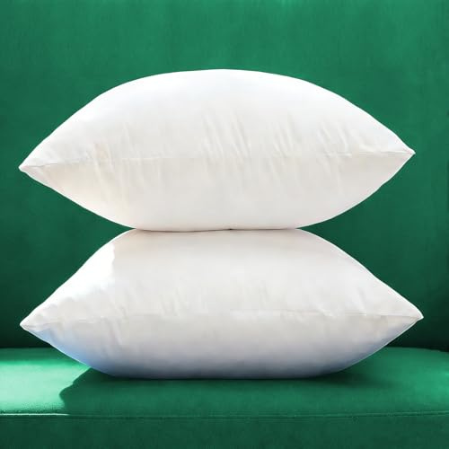 Winighting Set of 2 Plump Cotton Fabric Throw Pillow Inserts, Cushion Filler, 18 X 18 Inches