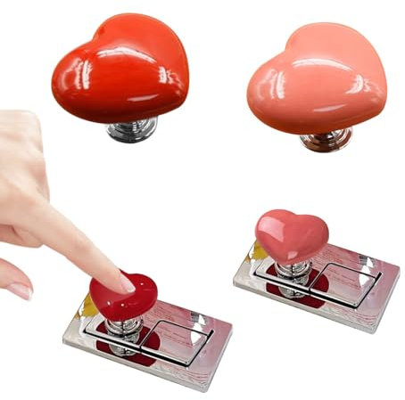 2 Stück Toiletten Wassertank Drucktasten Ersatz Herzen, Toilettenspülknopf Hilfe Toilettenknopf, Klebrig Knöpfe Schrankknäufe Schubladenknöpfe (2 Farben)