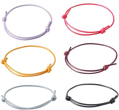 NYGGTYK Lot de 6 Bracelets Unis Réglables à Tirer, Tissés à la Main en Fil de Polyester Ciré (Couleur), Cordon