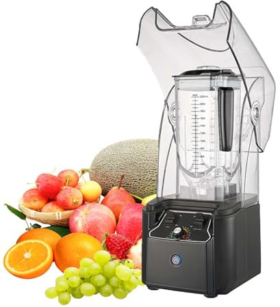 WBYDYS Commercial Professional Blender, Fruit Juice Smoothie Maker with Shield Quiet Sound Enclosure, 2200W Electric Food Processor Ice Cream Machine Food Processors,black