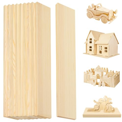 DOITEM 9 Pieces 30 cm Pine Wood Rectangle Board fit for Craft Painting Modelling Fretwork Engraved Home Decor
