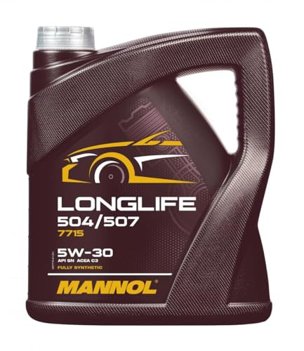 MANNOL 7715 Motoröl 5W-30 Longlife 504 00/507 00 4L, synthetisch | Synthetisches Motoröl für Benzin- und Dieselmotoren, erfüllt ACEA C3, MB 229.51, BMW Longlife-04, Pumpe-Düse geeignet