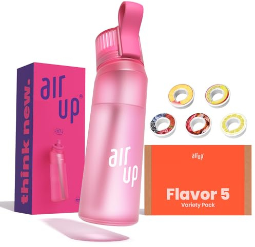 Offizielle Wasserflasche Hot Pink + Flavor Fiesta Pods 5X, Strohhalm inklusive, aromatisiert für Fitnessstudio, ohne Zucker