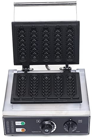 Gaufreer Gerät, 1500 W, professionell, Edelstahl, Waffel, Stiel, Maiskolben, Hund, 220 V, geeignet für Bäckereien, Restaurants, Kiosken, Kantinen