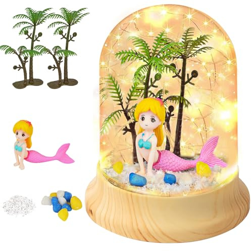 Xndryan 3–12 Jahre alte Geschenke für Mädchen, Meerjungfrau DIY Nachtlicht für Mädchen, Kunst und Handwerk für Kinder, Meerjungfrauen-Spielzeug, kreatives Kinder-Nachtlicht, Geburtstagsgeschenke für