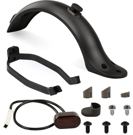 Elektroroller Heckkotflügel, Hintere Kotflügel Schutzblech Halterung mit Rücklicht/Schrauben/LED Rückleucht, Scooter Schutzblech Hinten Kompatibel für M365 Scooter (Schwarz)