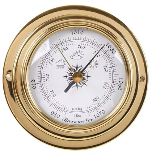 MPFJPNXN Barometer, Barometer für den Innenbereich, Barometer für die Hauswand, analoge Metallwetterstation, 98 mm, Zifferblatt-Typ-Barometer, Wetterbarometer, für Wohnzimmer, Fischerboot,