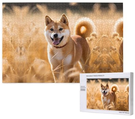Shiba Inu Puzzles 1000 Teile für Puzzle, Holzpuzzle für Familie, Freunde, Heimdekoration, Wandkunst, 75 x 50 cm