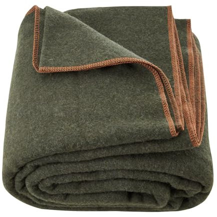 VEVOR Couverture de Camping Laine 80%, 1,62x2,23 m, Grande Couverture de Stade Chaude, Coupe-Vent Ignifuge, pour Extérieur, Pique-niques, Randonnée, Événements Sportifs, en Plein Air, Vert Armée