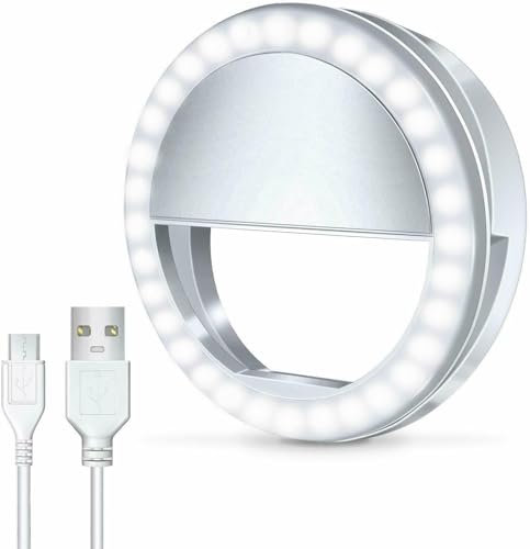 Selfie Ring Light For Phone, Phone Selfie Ring Beauty Skin Light Rechargeable 3 Level Brightness Adjustable Rings Lights With 36 LED Bulbs For Mobile Phones; Ring Light For Video, Makeup & More