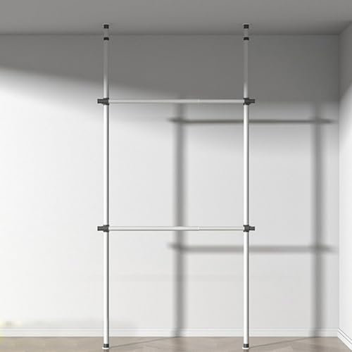 YDkjwjw Industrielles Stahlrohrregal, Wandmontage-Kleiderständer, Teleskop-Hängestange, begehbarer Kleiderschrank, erweiterbarer Kleiderständer, robuster offener Kleiderschrank, Schrank-Organizer