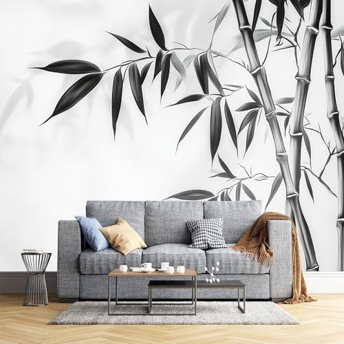 Fotomurales Bambú De Tinta 260X175Cm Papel Pintado Seda Decoración De Pared Decorativos Murales Moderna De Diseno Fotográfico Plantas Chinas 3D Decorativos Murales