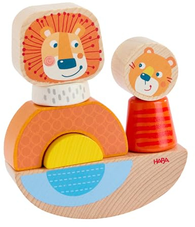 HABA Steckspiel Löwe – Montessori Motorik-Spielzeug aus Holz – Fördert Feinmotorik ab 1,5 Jahren – Babyspielzeug Made in Germany – 2010995001