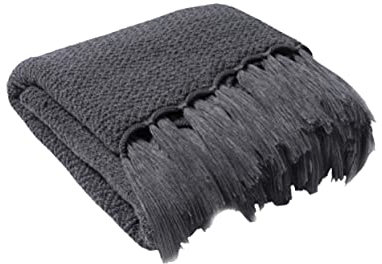 Mobestech Coperta Nappe Semplice Da Letto Lavorata Maglia Ecocompatibile e Delicata Per Casa e Divano Grigio Scuro