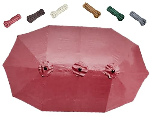 ZIUSFAC Terrassenschirm Ersatz Abdeckung Doppelsonnenschirm Ersatzbezug 460cm Ersatz-Sonnenschirm Stoff 12 Streben Marktschirm Ersatzdach UV Schutz(Burgundy)