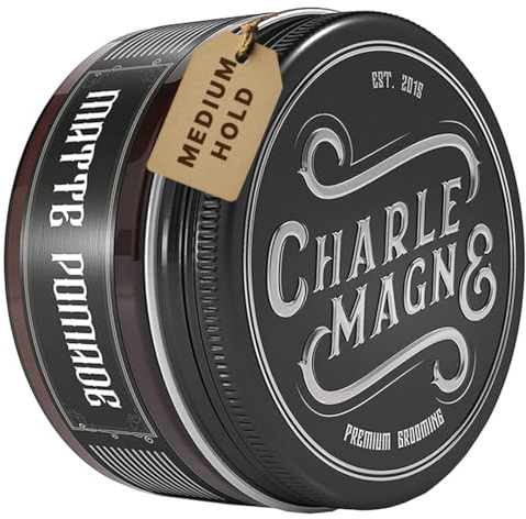 Charlemagne Pomada mate para el cabello - Mezcla de arcilla y pomada para el cabello para hombre - Crema moldeadora con aroma de barbería (100 g, Fijación media)