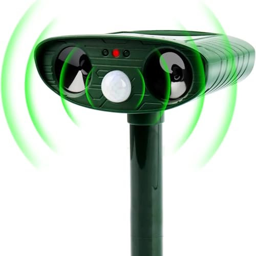 Repellente per gatti da giardino all'aperto, spaventapasseri per gatti da giardino, deterrente solare per gatti ad ultrasuoni con rilevamento del movimento, impermeabile, adatto per respingere gatti