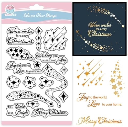 GLOBLELAND Weihnachtsstern Spitzen Klarstempel Für Scrapbooking Weihnachtsgrüße Rand Silikonstempel Winter Transparentstempel Für Kartengestaltung DIY Prägung Journaling