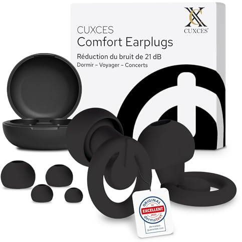 CUXCES Noise Cancelling Tappi per le orecchie per dormire, concerti e aerei, protezione dell'udito per concerti e uso quotidiano, tappi per le orecchie riducono il rumore di 21 dB – Earplugs Festival