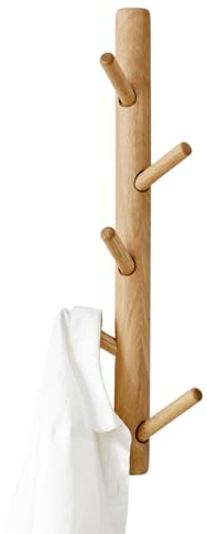 OAKERLAND Wandgarderobe Eiche Holz Kleiderhaken Baum Zweig, 50cm Garderobenhaken Wand für Jacken, Mäntel, Schals, Handtaschen, 5 Haken Garderobenleiste Hakenleiste Holz Für Eingang
