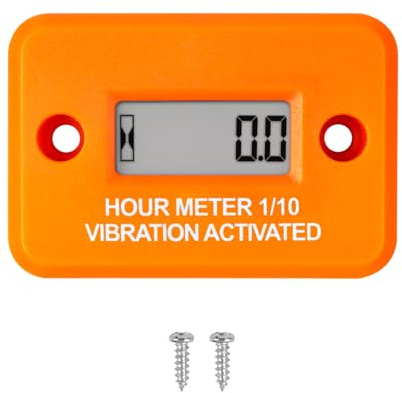 NInE-ROnG Vibration Digital timräknare självdriven mätanordning vattentät IP68 för luftkompressor, minitraktor (orange)