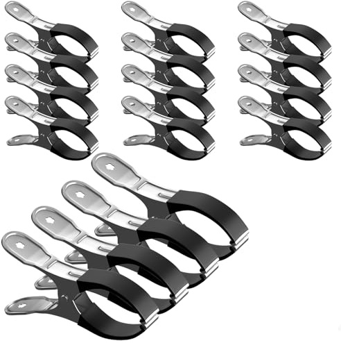 BREANIFULL 16 Stück Edelstahl Strandtuch Clips Handtuchklammern für Strandliegen 12cm Große Wäscheklammern Handtuch Klammern mit Schutzhülle für Tägliche Wäsche Strandtücher Badetuch