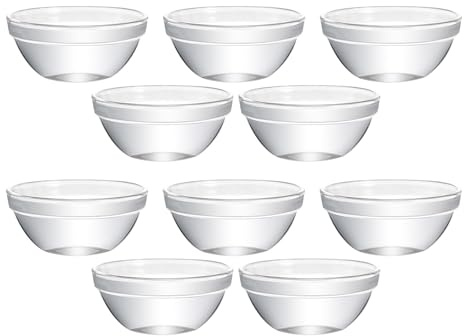 INOOMP 10pièces Petits Bols à Pudding Verre Lot De Transparents Et Empilables Capacité Pour Familles Et Établissements Hôteliers