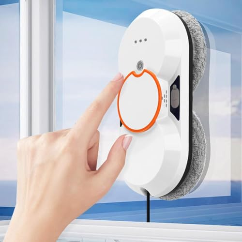 Robot Lavavetri, Robot Intelligente per La Pulizia Dei Vetri 5600 Pa, Idropulitrice Doppio Spruzzo D'Acqua con Telecomando, per Scrivania, Finestre Alte, Soffitti, Magnetico, Automatico,White