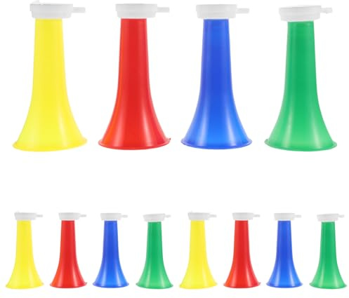 Supvox 12 Stück zusammenklappbare Vuvuzela-Stadionhörner aus Kunststoff, Jubelhorn, Trompeten, Krachmacher für Schulsportveranstaltungen, Sportpartyzubehör