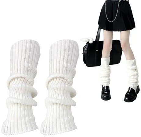 YUVKIN Scaldamuscoli Donna e Bambina, 1 Pezzo, Scaldamuscoli a Maglia Invernali, Balletto e Costume Vintage, Leg Warmers Crochet, Danza, Stivale Manicotti per Calze Sportive Casual da Festa (Bianco)