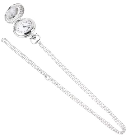JOINPAYA Vintage Taschenuhr Anhänger mit Kette Retro Taschenuhr Halskette Silber Präzise Quarzuhr für Damen und Herren Modisches Geschenk für Familie und Freunde