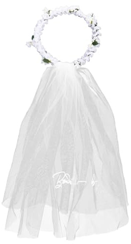 Baluue Brautblumenstirnband mit Schleier Künstlicher Blumenkranz aus Realistischen Kunstblumen Leichter Brautschmuck für Hochzeit Party und Fotoshooting