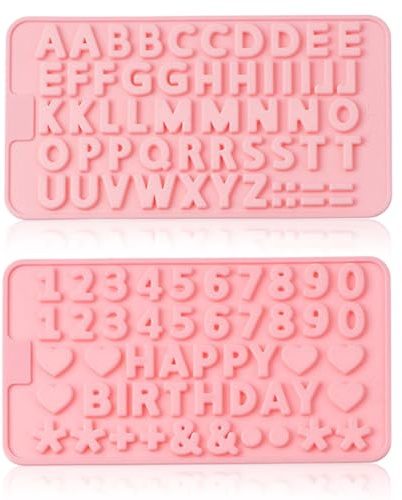 ROKZELT 2 moldes de silicona con números y letras, molde reutilizable para el número de chocolate, herramienta de repostería antiadherente para chocolate, pasteles, gelatina, dulces, jabón